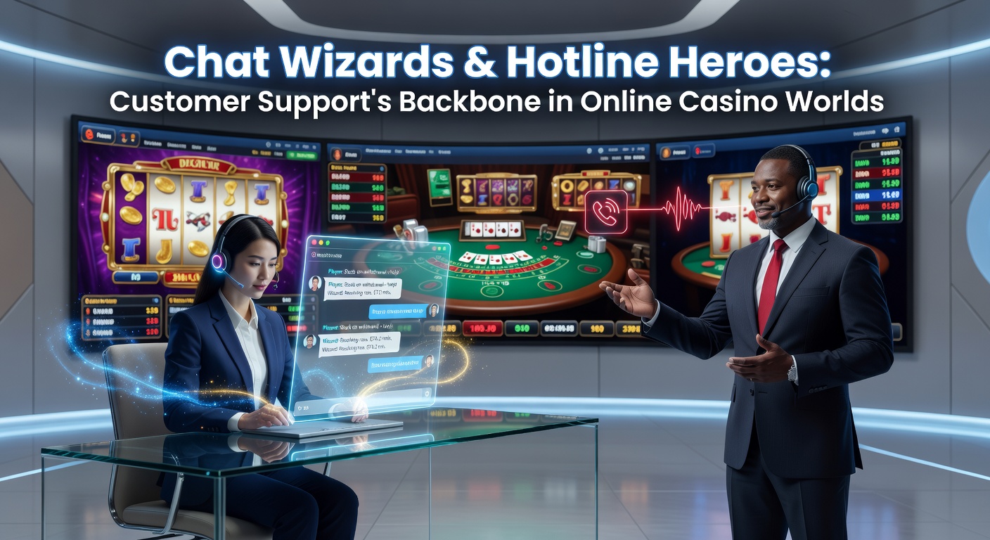 Ein dynamisches Team von Support-Mitarbeitern an Live-Chats und Telefonen in einem modernen Online-Casino-Umfeld, das die schnelle Hilfe für Spieler symbolisiert