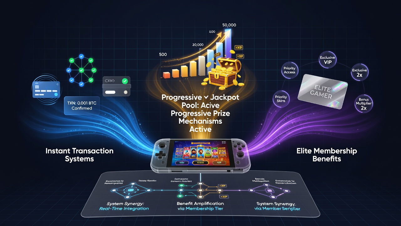 Illustration der Verknüpfung von Transaktionssystemen und Gewinnmechanismen in mobilen Spielumgebungen