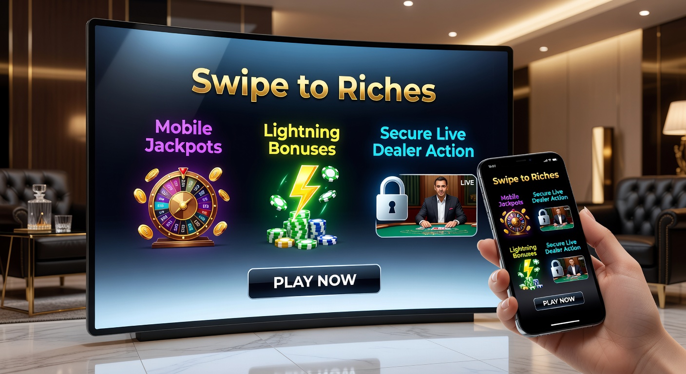 Live-Dealer an einem opulenten Tisch mit Karten und Chips, umgeben von mobilen Geräten, die die sichere Stream-Action darstellen