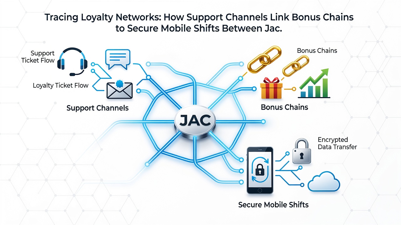 Illustration von mobilen Übergängen zwischen Jackpots und Live-Tischen mit integrierten Support- und Bonus-Systemen