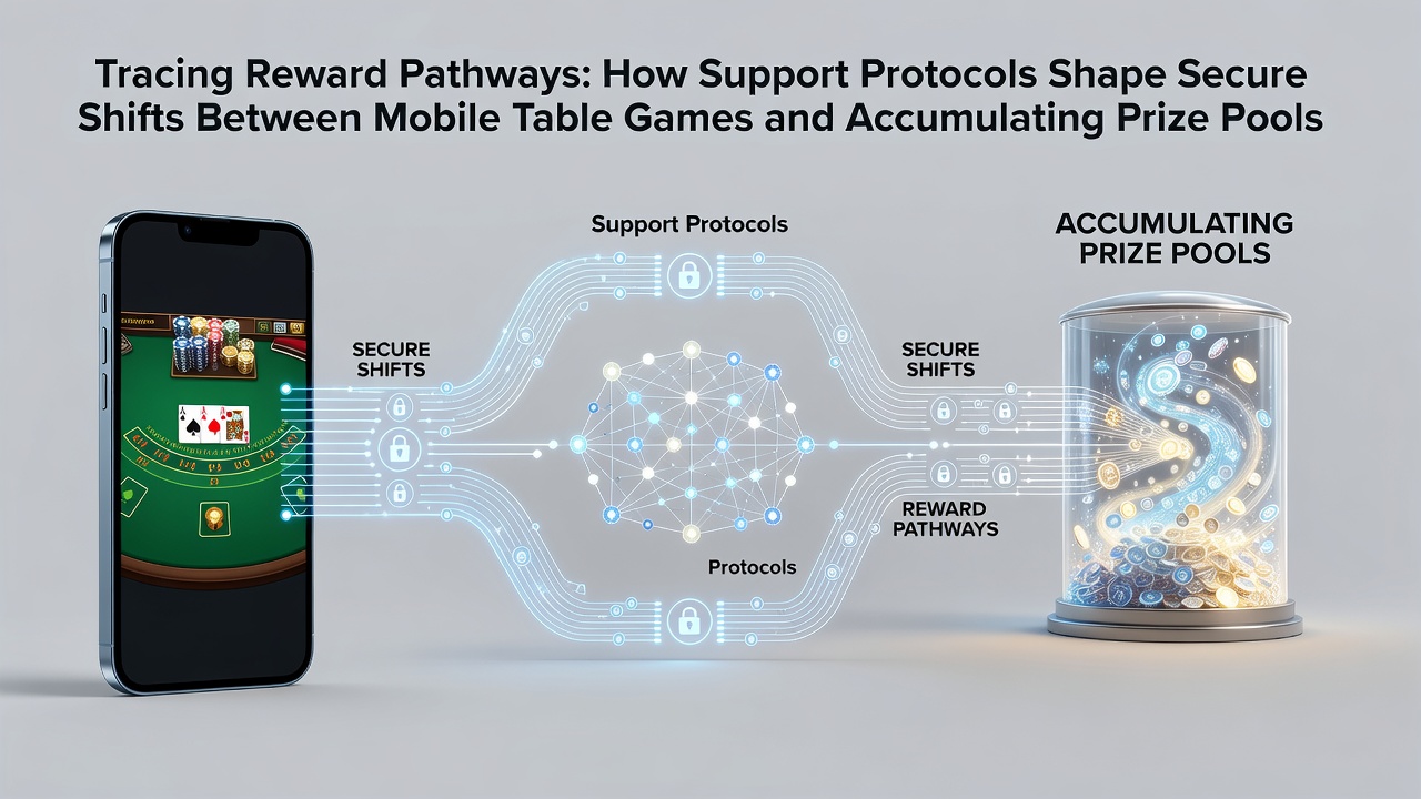 Illustration der Belohnungspfade in mobilen Casinos mit Fokus auf sichere Protokolle und Preispools
